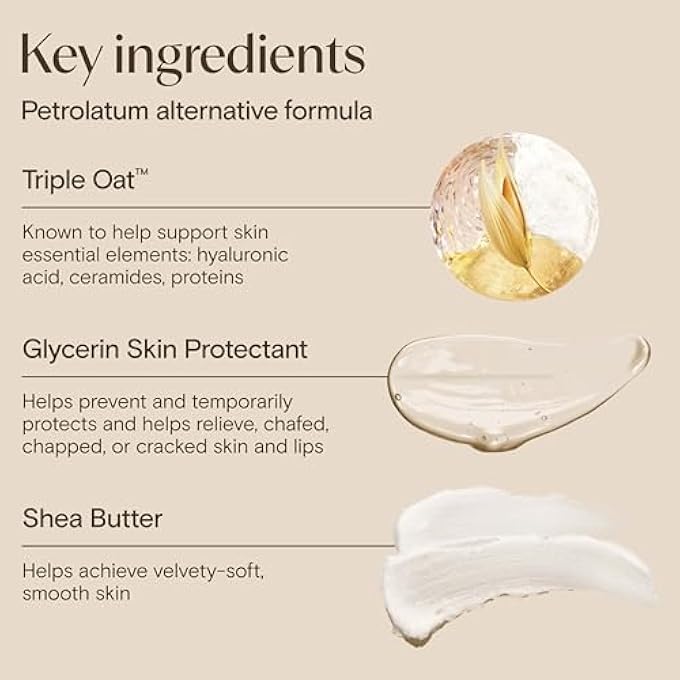 Aveeno SKIN RELIEF HEALING OINTMENT, 72-HOUR SKIN PROTECTANT WITH TRIPLE OAT & SHEA BUTTER FOR EXTRA DRY, CRACKED & SENSITIVE SKIN, FRAGRANCE-FREE & MULTI-USE FOR LIPS, 7.2 OZ - Image 3